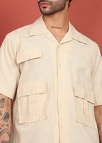 Fabmade Men’S Cream Shirt With 3 Pockets – Relaxed Fit | Grocsy