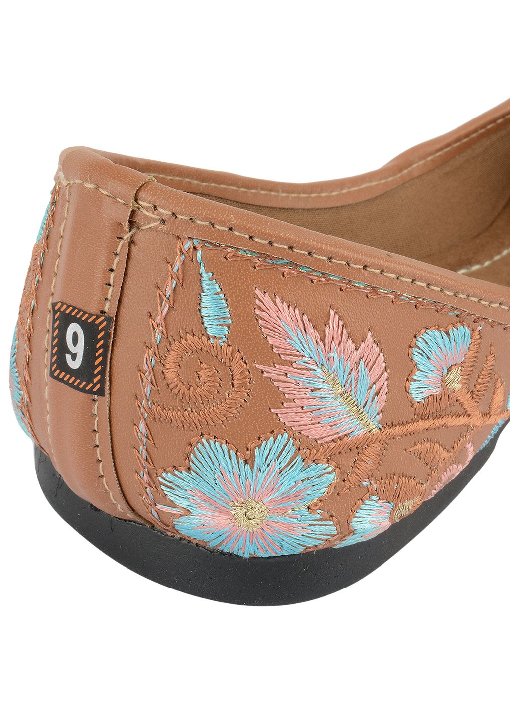 Desi Colour Women Indian Ethnic Footwear-Cushioned Peach Floral | Grocsy