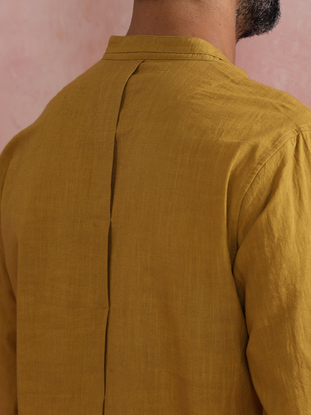trueBrowns Men's Mustard Cotton Mandarin Collar Stylized Kurta | Grocsy