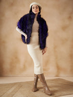 InWeave Purple Black Faux Fur Cape | Grocsy
