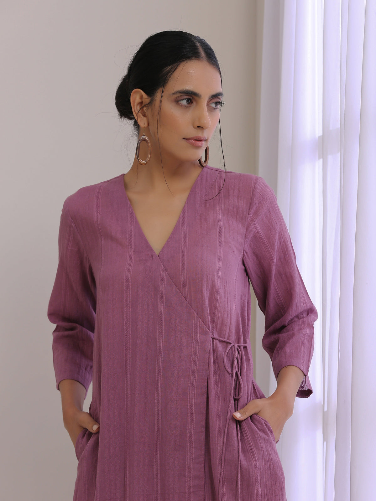 trueBrowns Onion Pink Dobby Angrakha Pant Set | Grocsy
