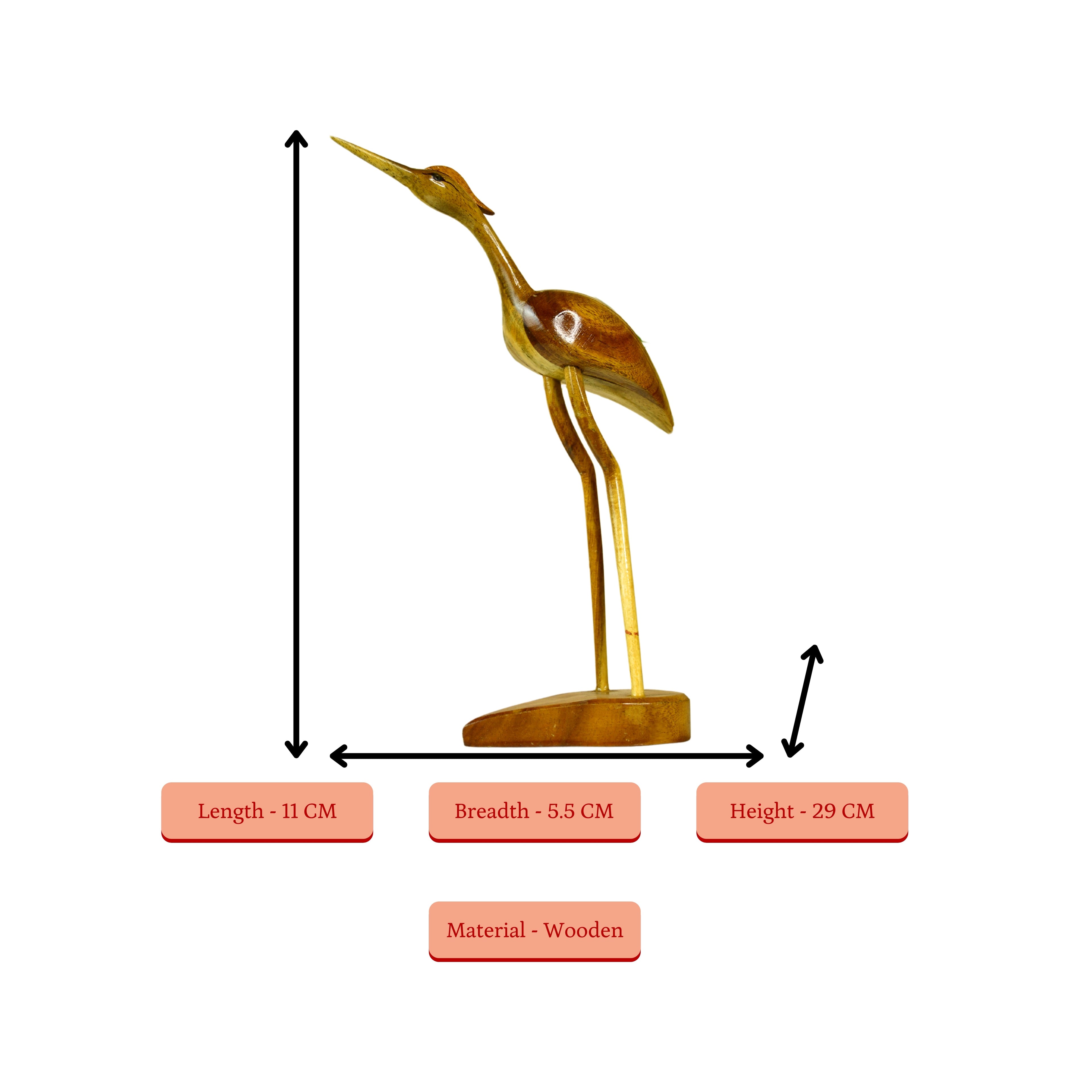 Sowpeace Elegant Wooden Carved Flamingo Sculpture: Premium Abstract Decor Accent | Grocsy