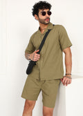 Fabmade Khaki Ease Linen Co-Ord Set | Grocsy