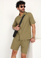 Fabmade Khaki Ease Linen Co-Ord Set | Grocsy