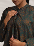 trueBrowns Green Cotton Print Shirt Top & Pants Co-ord Set | Grocsy