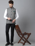 Even Apparels Men's Grey Pure Wool Nehru Jacket | Grocsy