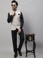 Even Apparels Men's Beige Pure Wool Nehru Jacket | Grocsy