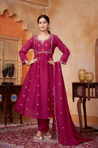 Anaita Pink Anarkali Readymade Suit with Embroidery Work | Grocsy