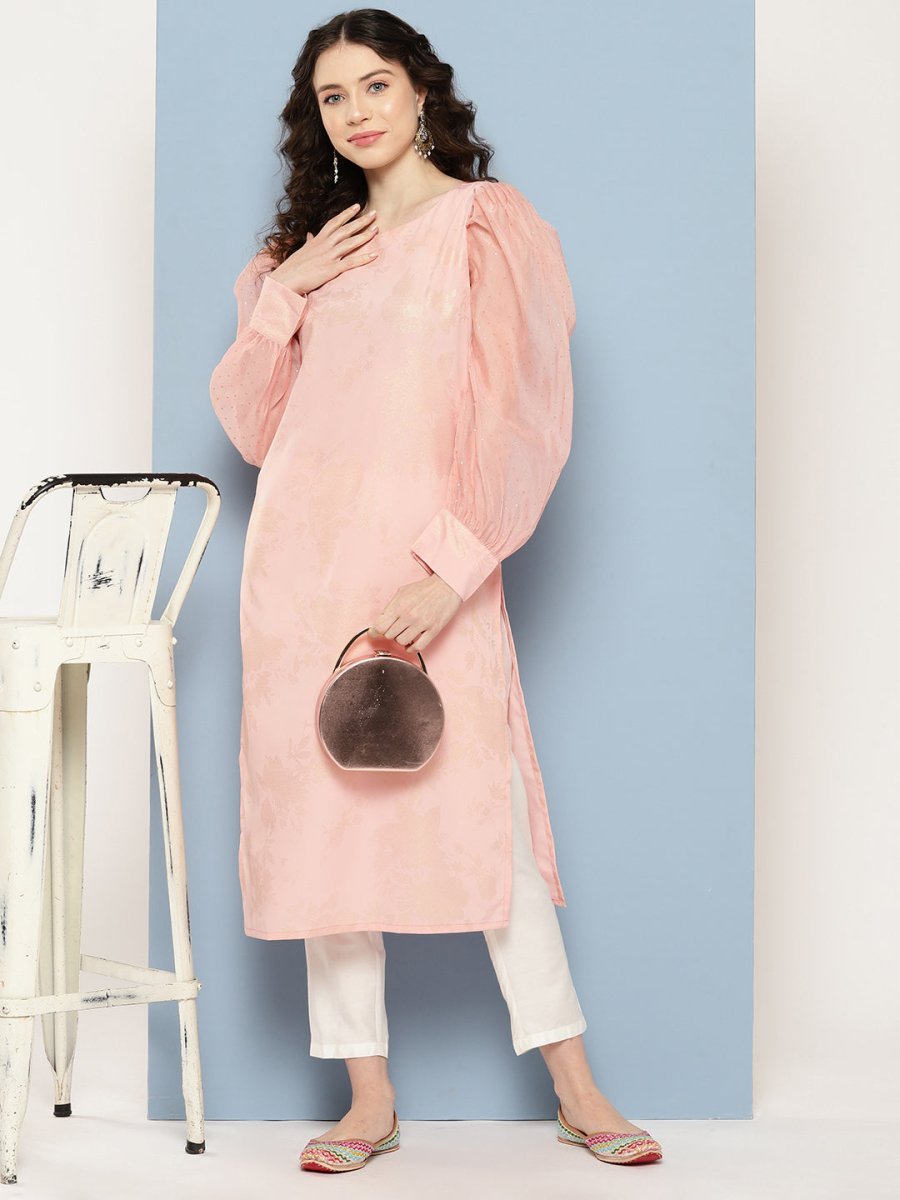 Ahalyaa Women Floral Printed Pastels Crepe Kurta | Grocsy