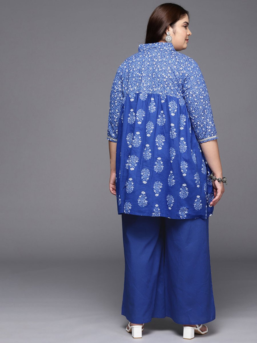 Ahalyaa Women Plus Size Cotton Tunic with Palazzos | Grocsy