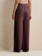trueBrowns Brown Woollen Flared Pants | Grocsy