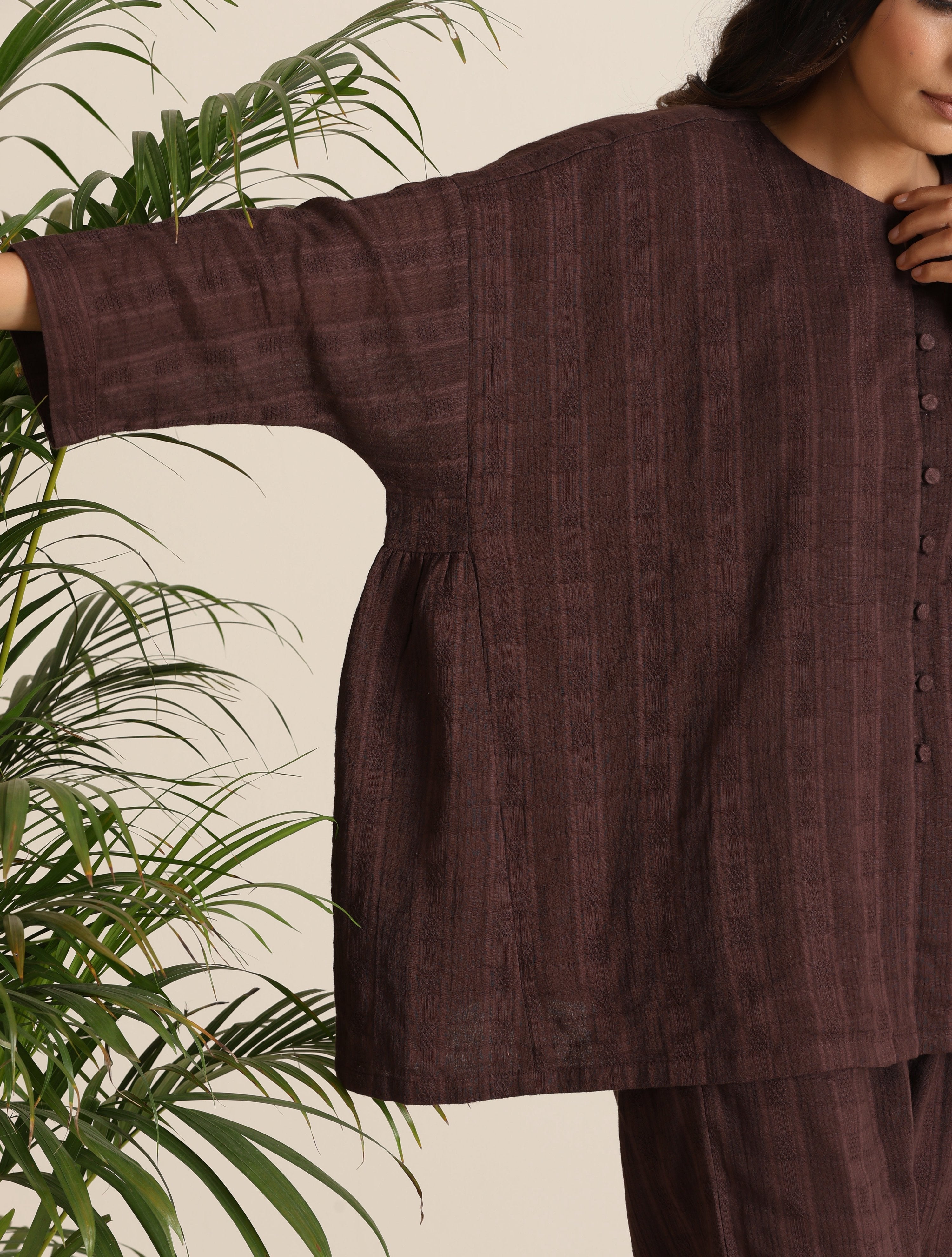 trueBrowns Cola Cotton Dobby Relaxed Co-ord Set | Grocsy