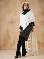InWeave Women's Pure White Faux Fur Cape | Grocsy