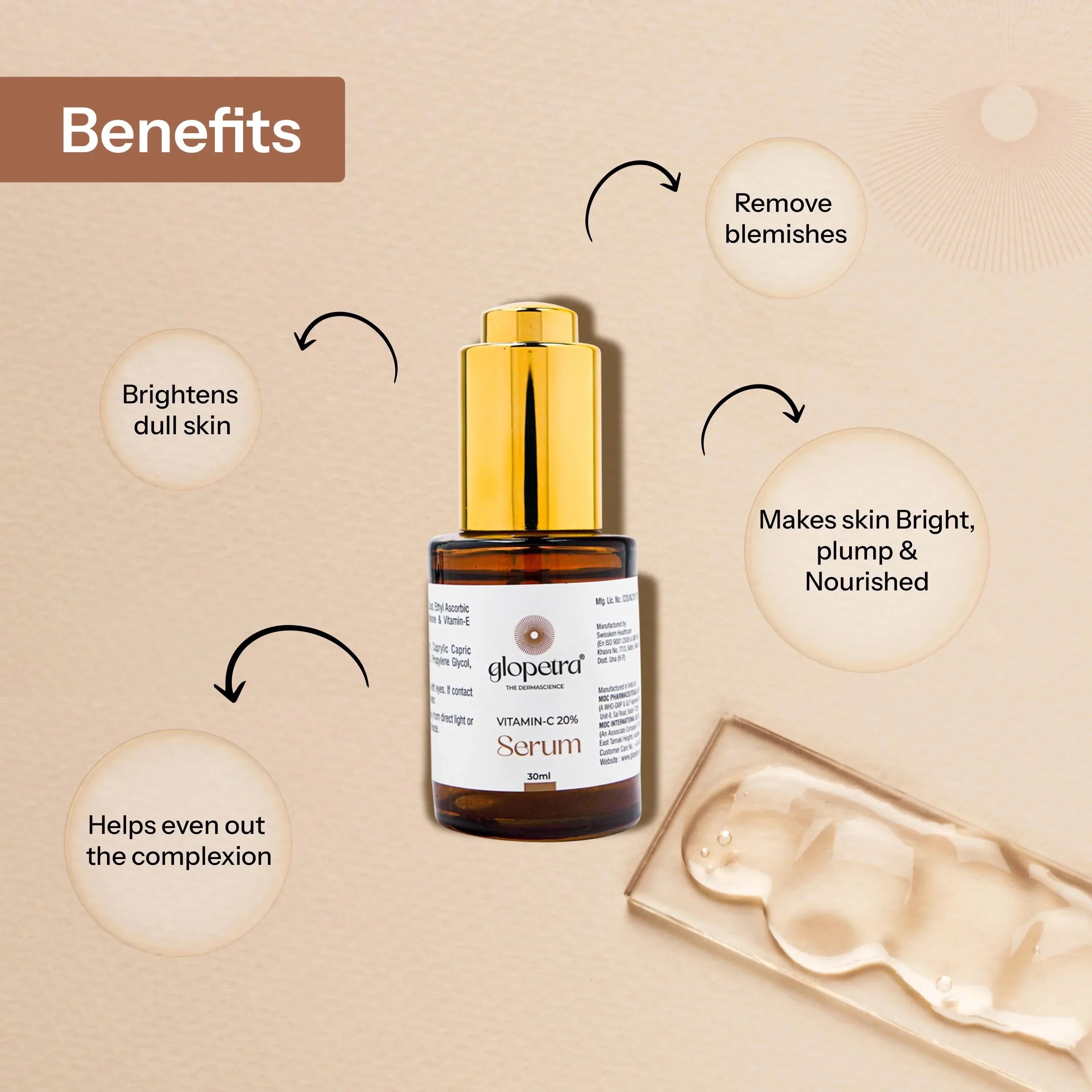 Glopetra Vitamin C Serum For Dull Skin | Grocsy