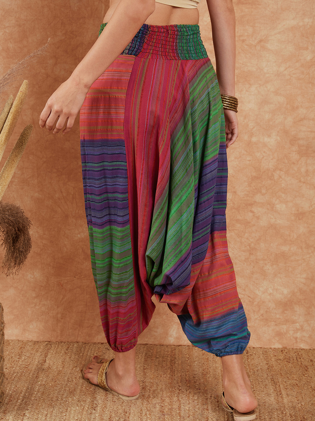 InWeave Women's Blue Multi Colour Harem Pant | Grocsy