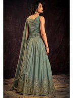 Myra Olive Real Georgette Designer Gown Style Suit | Grocsy