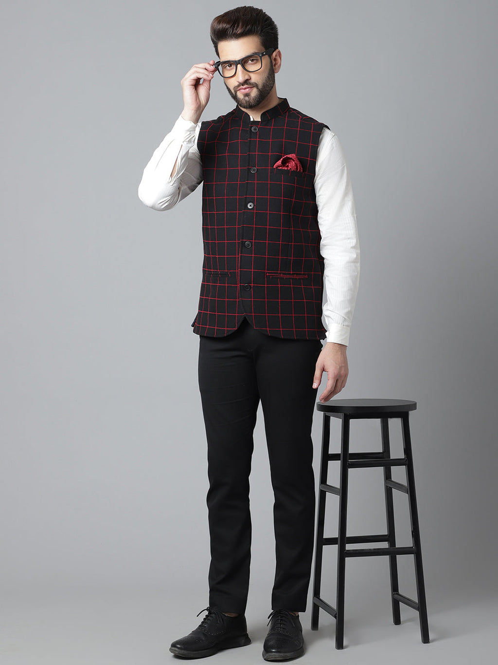 Even Apparels Men's Brown Nehru Jacket With Welt Pockets | Grocsy