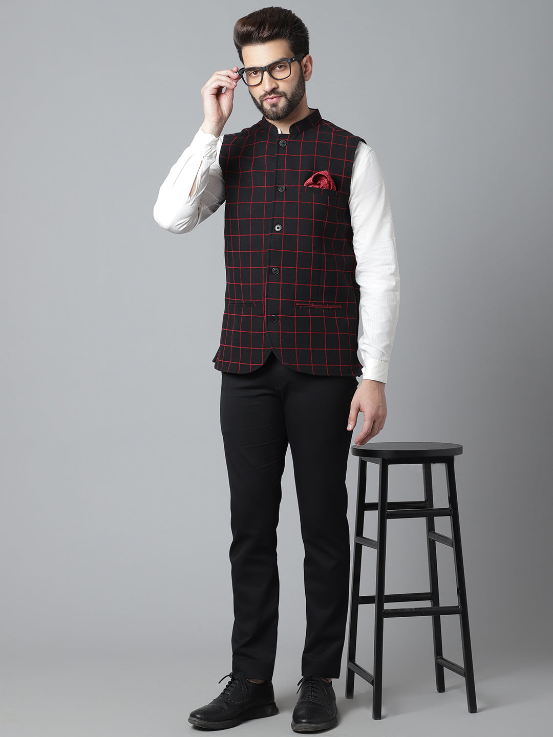 Even Apparels Men's Brown Nehru Jacket With Welt Pockets | Grocsy
