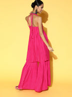 InWeave Fuchsia Backless Kurta Sharara Set | Grocsy