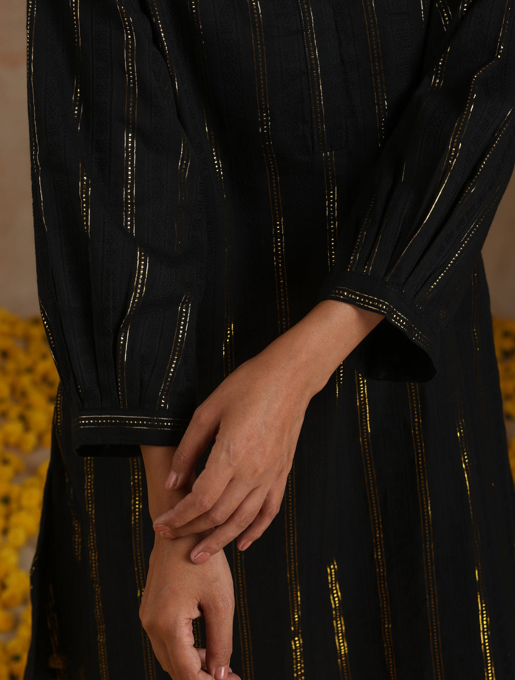 trueBrowns Black Gold Cotton Relaxed Co-Ord Set | Grocsy