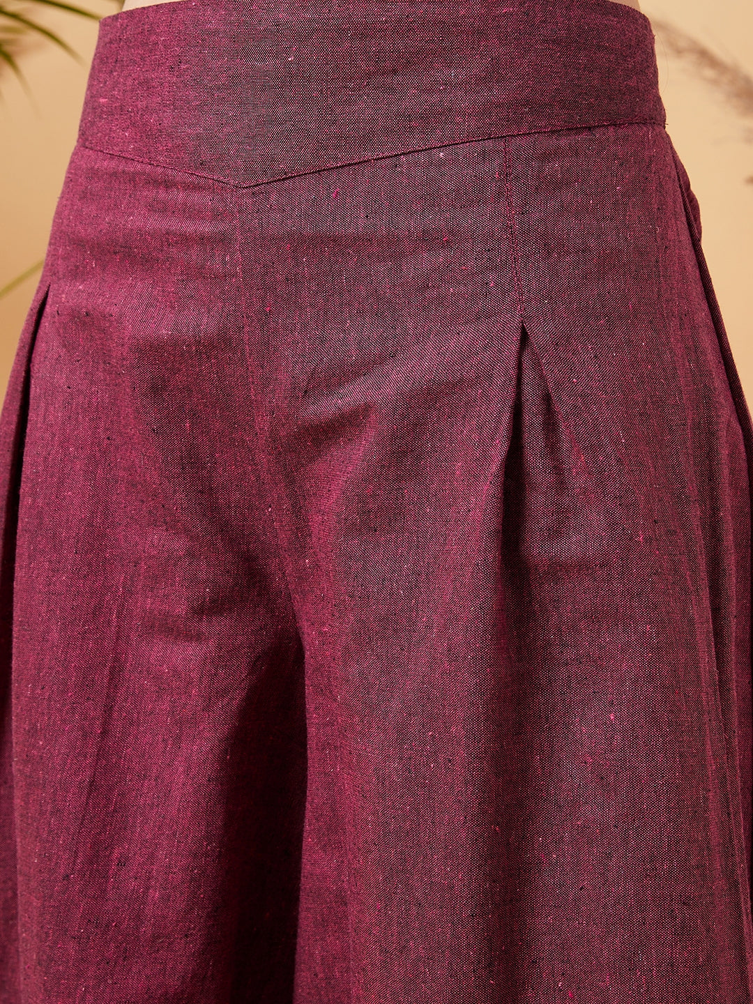 InWeave Women's Pink Wine Handloom Palazzo | Grocsy