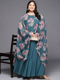 Ahalyaa Plus Size Boat Neck Maxi Ethnic Dress | Grocsy