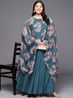 Ahalyaa Plus Size Boat Neck Maxi Ethnic Dress | Grocsy