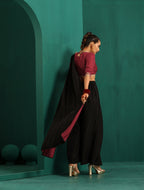 trueBrowns Black Silk Palazzo Stitched Saree | Grocsy