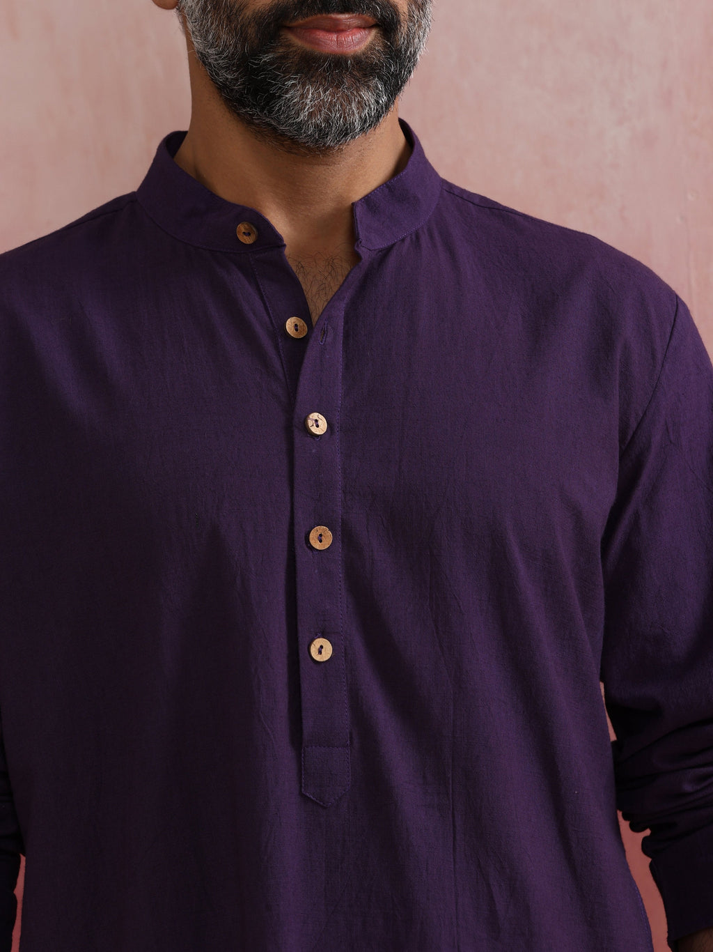 trueBrowns Men's Purple Mandarin Collar Kurta | Grocsy