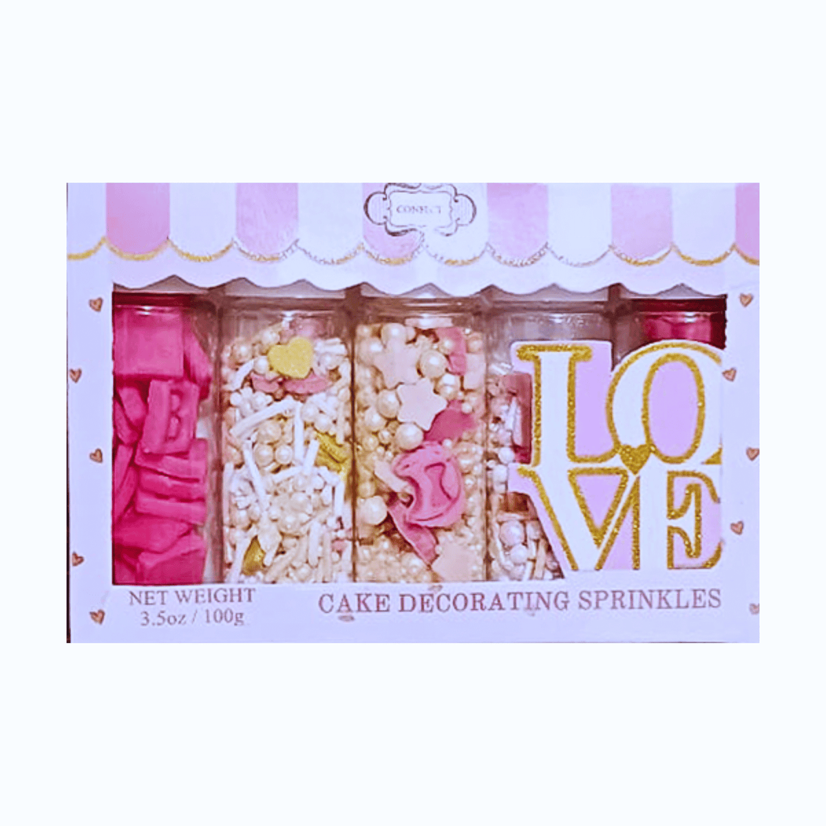 Confect Girls Baby Shower Sprinkles | Mix Heart, Teddy, Baby Feed Bottle & Baby Feet Sprinkles | Grocsy
