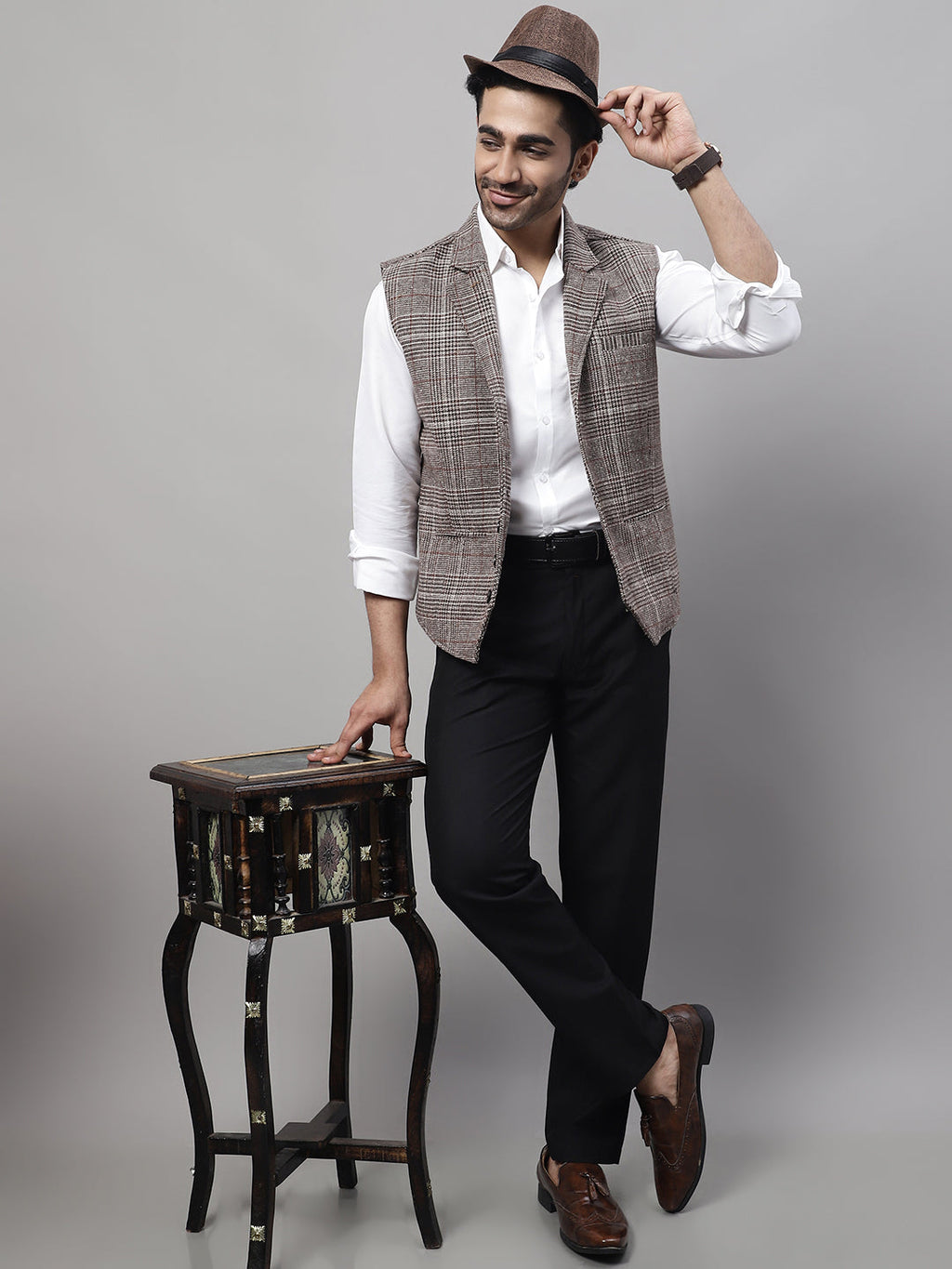 Even Apparels Men's Brown Pure Wool Nehru Jacket | Grocsy