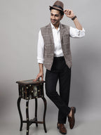 Even Apparels Men's Brown Pure Wool Nehru Jacket | Grocsy