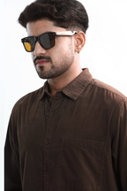 Xkind Men's Mocha Brown Fine Corduroy Regular Fit Shirt | Grocsy