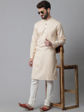 Even Apparels Cream Pure Cotton Kurta With Band Collar | Grocsy