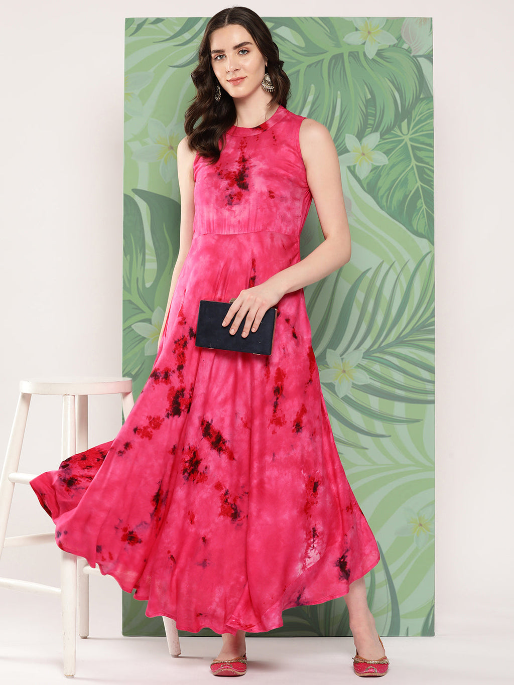 InWeave Women's Magenta Tie And Die Dress | Grocsy