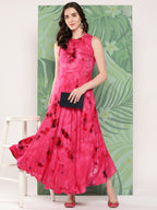 InWeave Women's Magenta Tie And Die Dress | Grocsy