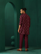 trueBrowns Men's Wine Diamond Viscose Silk Co-ord Set | Grocsy