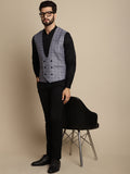 Even Apparels Men's Grey Double Breast Waistcoat | Grocsy