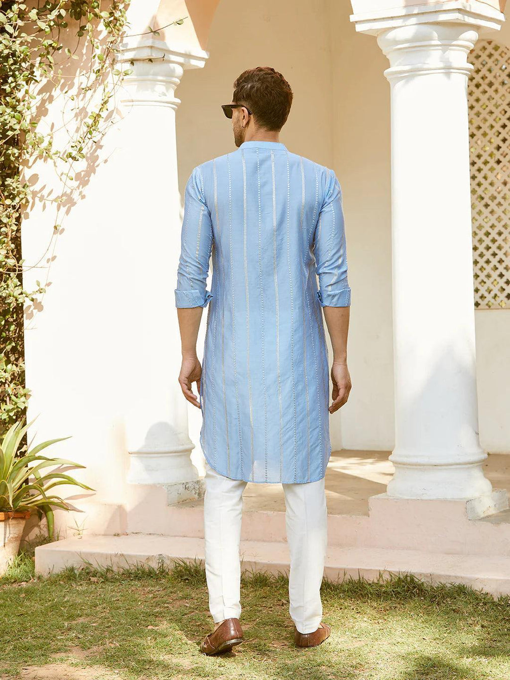 Fabmade Embroidered Regular Sequinned Chanderi Silk Kurta With Pyjamas | Grocsy