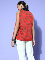 InWeave Women's Orange Paisley Reversible Shrug | Grocsy