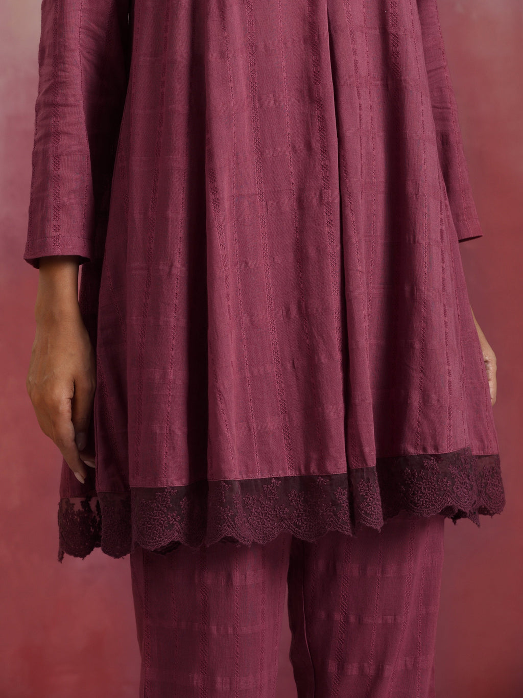 trueBrowns Mauve Cotton Dobby Co-ord set | Grocsy