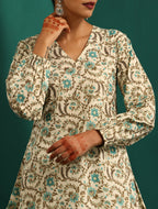 trueBrowns Teal Floral Cotton Printed Short Co-ord Set | Grocsy