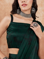 InWeave Women's Dark Green Black Gota Skirt Saree | Grocsy