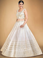 Myra White Georgette Real Georgette Lehenga Choli | Grocsy