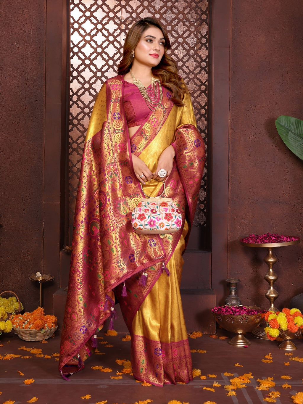 Anaita Banarasi Tissue Silk Saree | Grocsy