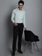 Jainish Men's Geomatric Printed Formal Shirts - Pista | Grocsy