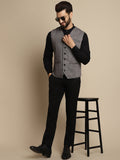 Even Apparels Men's Black Woolen Waistcoat with welt pockets | Grocsy
