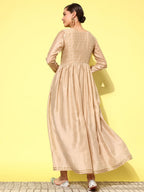 Ahalyaa Floral Embroidered A-Line Maxi Dress | Grocsy