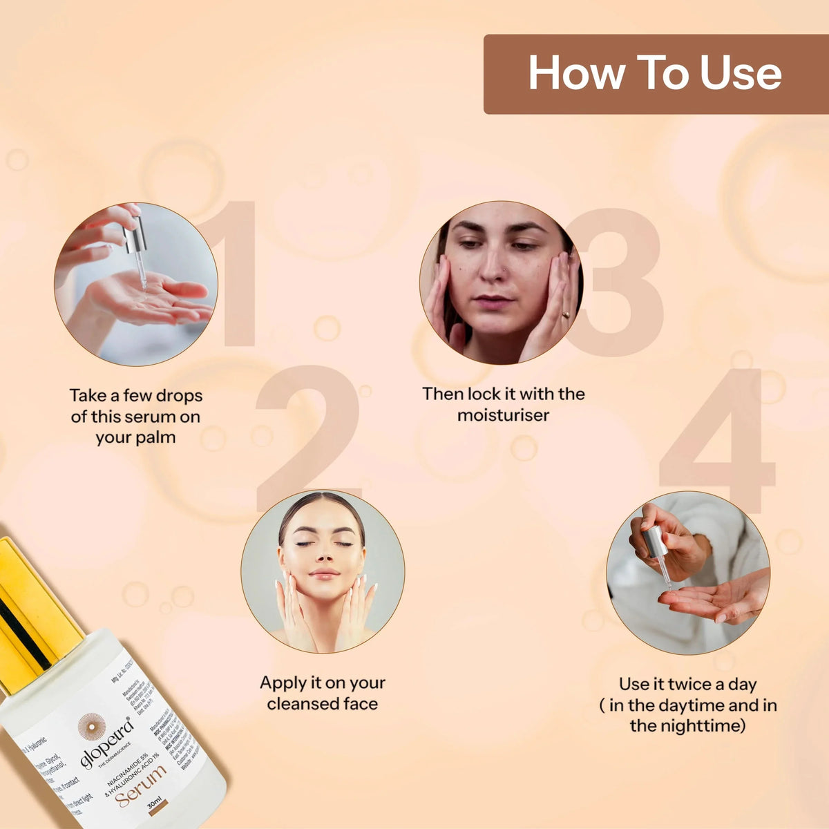 Glopetra Niacinamide & Hyaluronic Acid Serum For Acne & Dark Spots | Grocsy