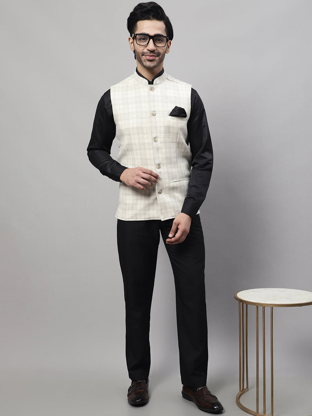 Even Apparels Men's Cream Pure Wool Nehru Jacket | Grocsy